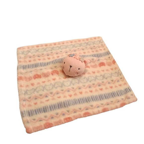 Baby Gear Other - Baby Gear Kitty Cat Plush Shapes Pink White Security Blanket Lovey 16"×16"